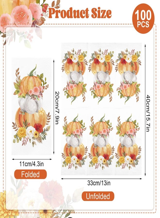 IANFEPH 100 Pcs Fall Pumpkin Paper Napkins 3-Ply Disposable Guest Hand Towels Thanksgiving Decorative Dinner Napkins for Home Autumn Holiday Party - Image 2